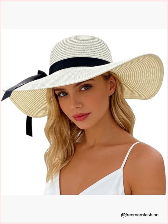 Wide Brim Straw Sun Hat UPF 50+ Foldable Travel Beach Hat main image 4